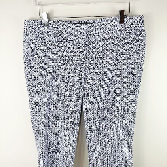 Donna Ricco Womens Pants Casual Monogram Print Blue White Size 12 - Picture 6 of 10